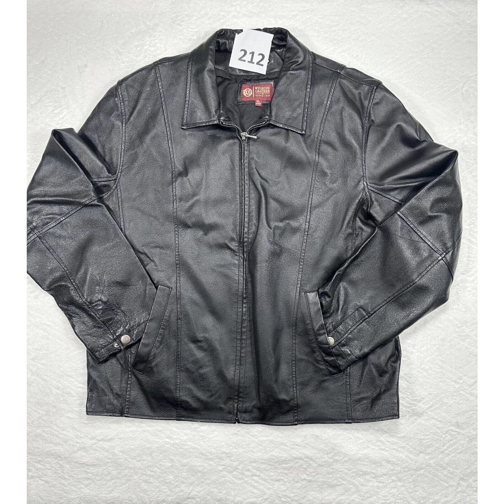 Wilsons Leather Men's Black Collared Long Sleeve Full Zipper Jacket Size X-Large